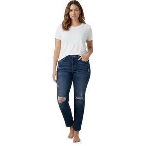 Stylus Boyfriend Crop Jeans Size 10 Distressed Stretch Denim Whiskering